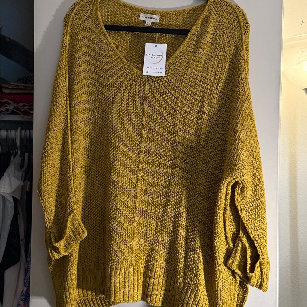 We The Free Golden V-Neck Sweater